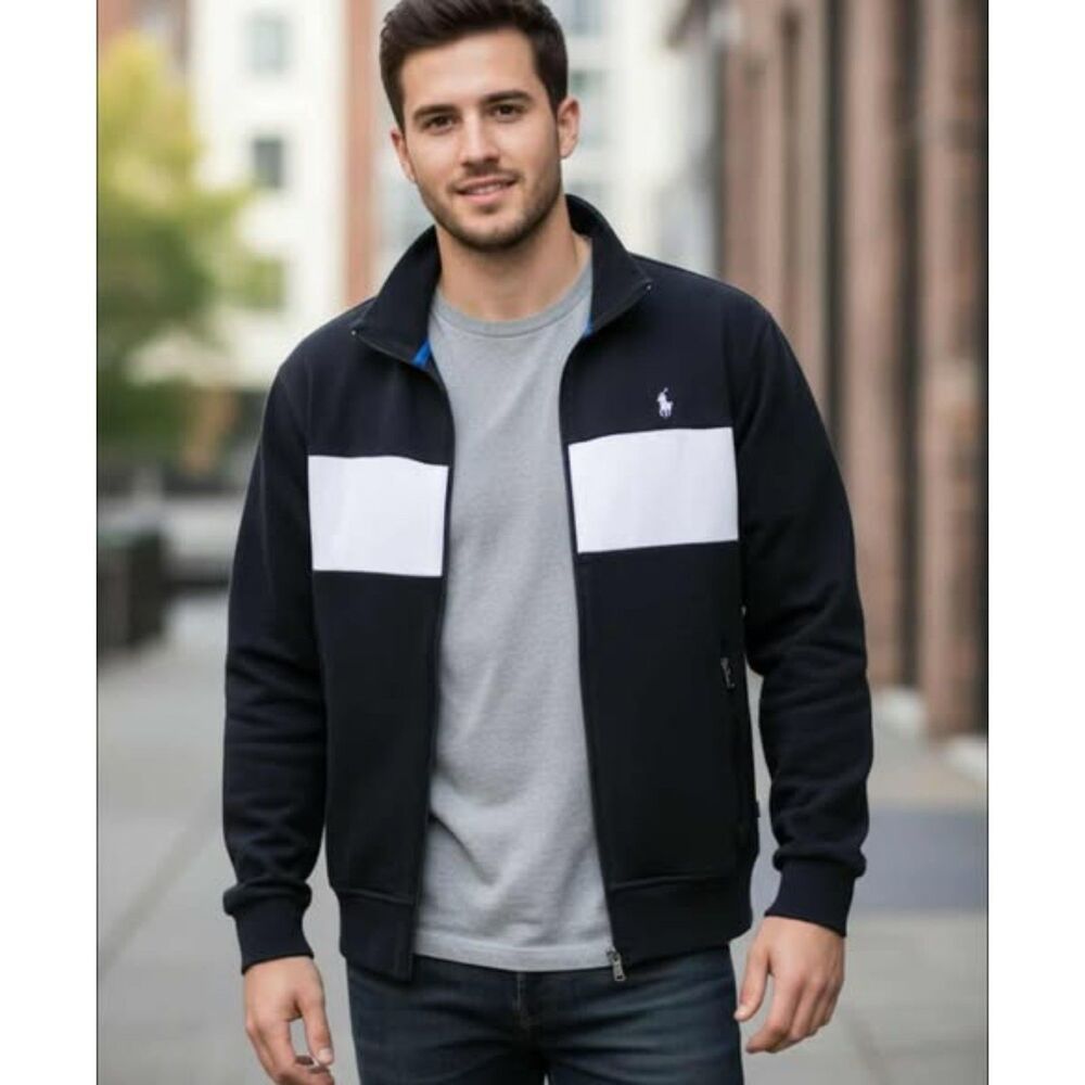 Polo Ralph Lauren Size XL Performance Zip Jacket Black Pockets Cotton Pony